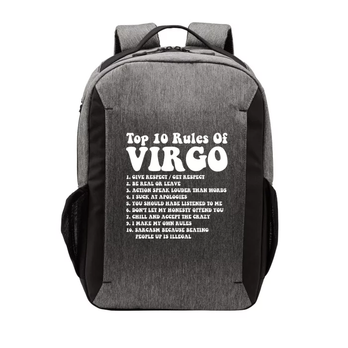 Top 10 Rules Of Virgo Funny Virgo Tee Horoscope Funny Gift Vector Backpack