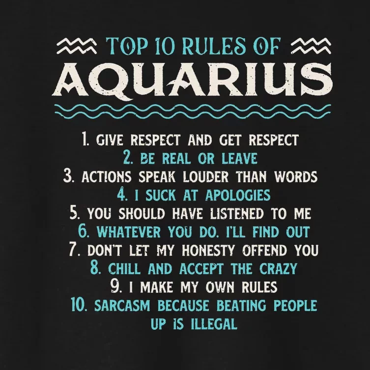 Top 10 Rules Of Aquarius Astrology Zodiac Sign Birthday Women's Crop Top Tee