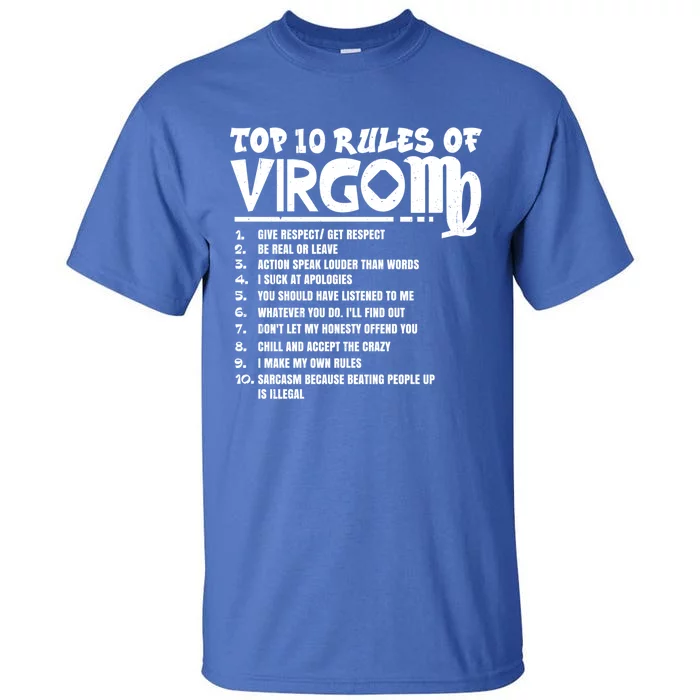 Top 10 Rules Of Virgo Zodiac Birthday Funny Gift Tall T-Shirt