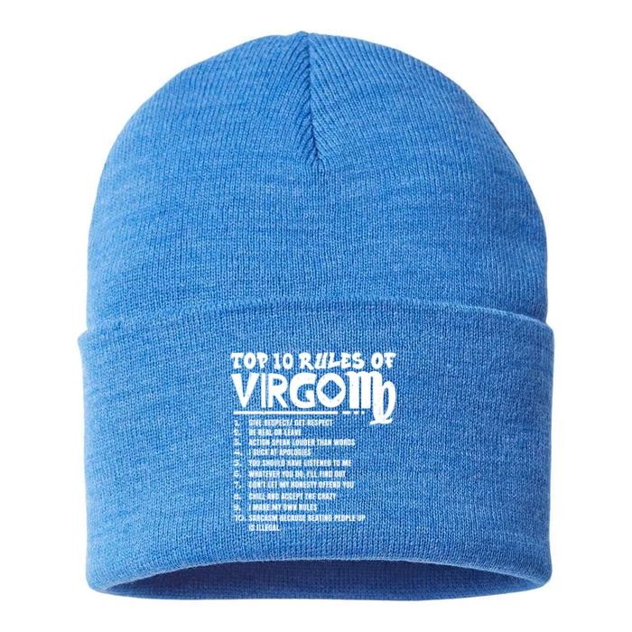 Top 10 Rules Of Virgo Zodiac Birthday Funny Gift Sustainable Knit Beanie