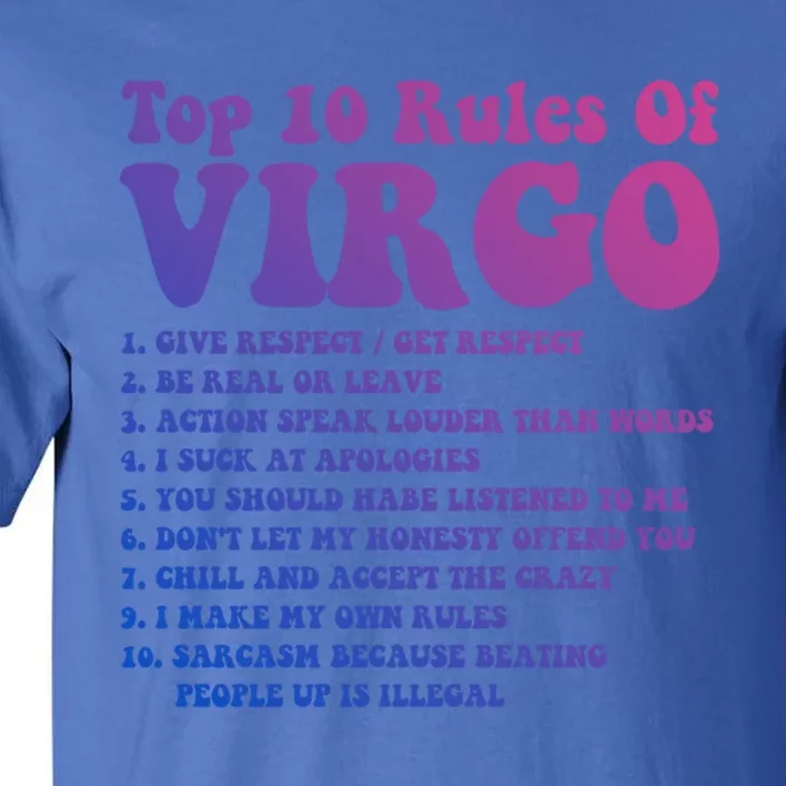 Top 10 Rules Of Virgo Zodiac Cute Funny Virgo Tee Horoscope Cool Gift Tall T-Shirt