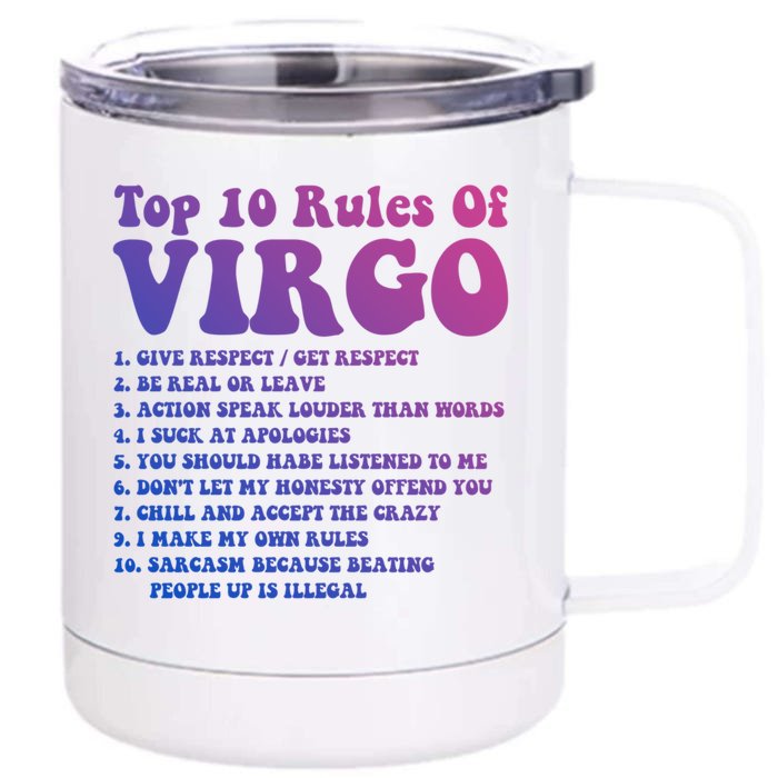 Top 10 Rules Of Virgo Zodiac Cute Funny Virgo Tee Horoscope Cool Gift Front & Back 12oz Stainless Steel Tumbler Cup