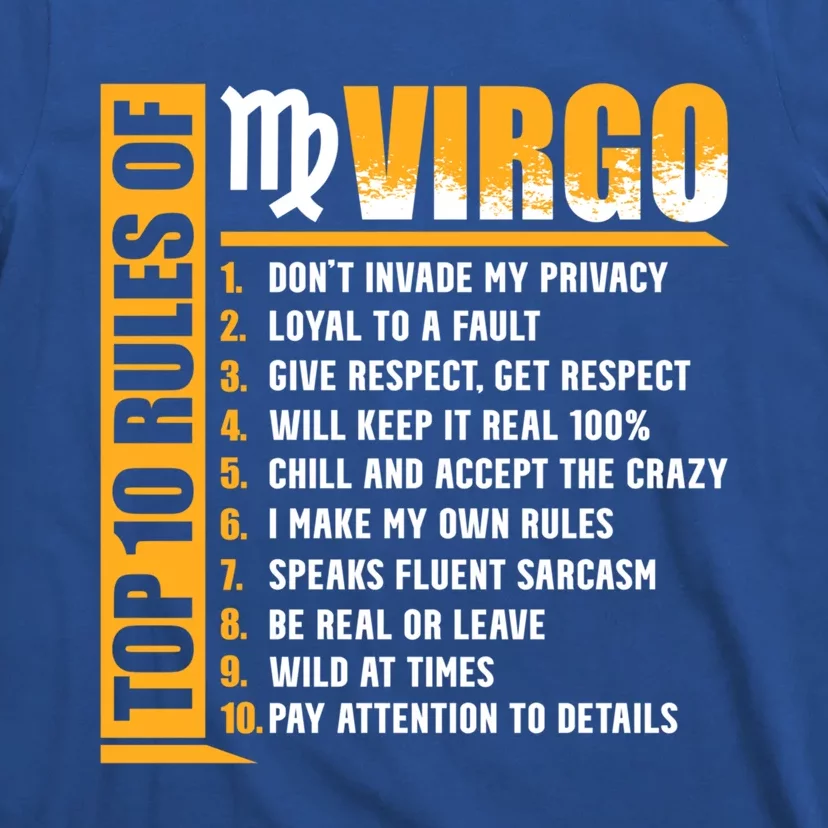 Top 10 Rules Of Virgo Zodiac Sign Funny Cute Gift T-Shirt