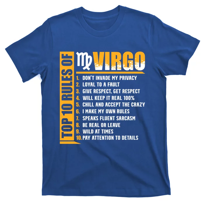 Top 10 Rules Of Virgo Zodiac Sign Funny Cute Gift T-Shirt