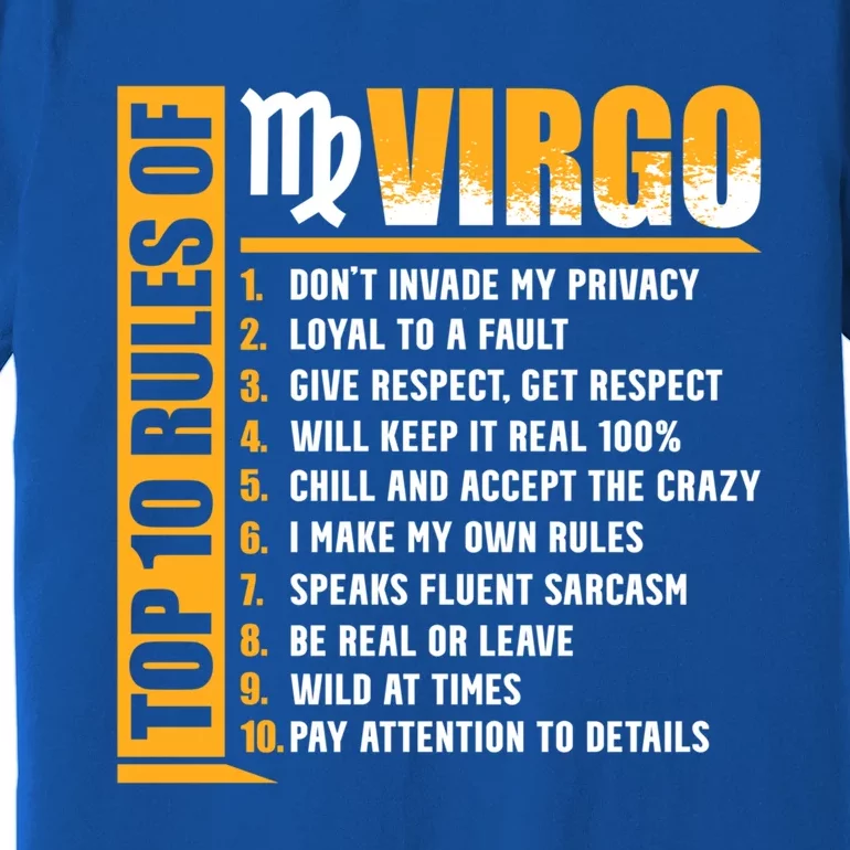 Top 10 Rules Of Virgo Zodiac Sign Funny Cute Gift Premium T-Shirt