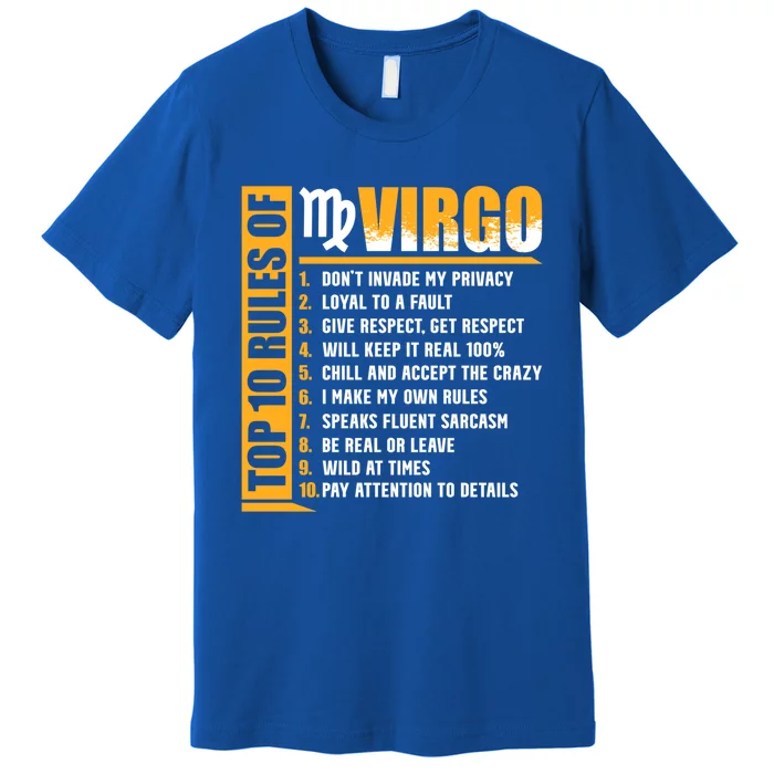 Top 10 Rules Of Virgo Zodiac Sign Funny Cute Gift Premium T-Shirt