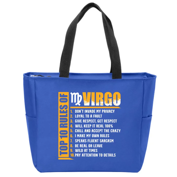 Top 10 Rules Of Virgo Zodiac Sign Funny Cute Gift Zip Tote Bag