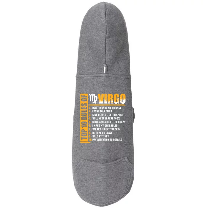 Top 10 Rules Of Virgo Zodiac Sign Funny Cute Gift Doggie 3-End Fleece Hoodie