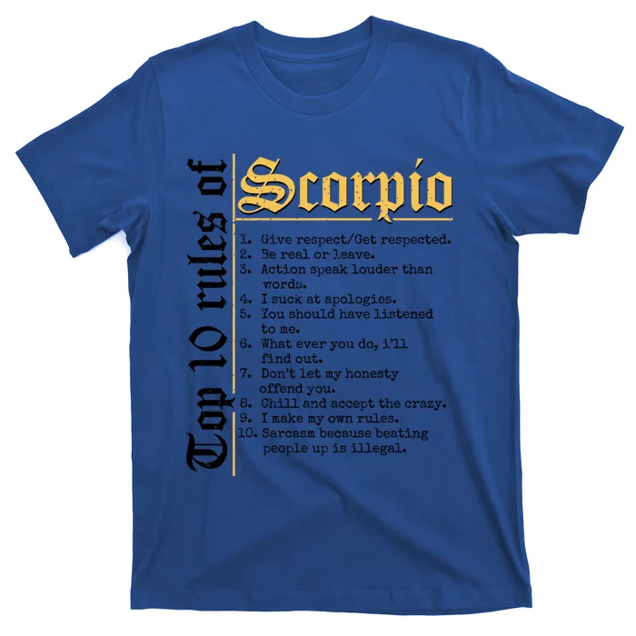 Top 10 Rules Scorpio Horoscope Birthday Gift T-Shirt