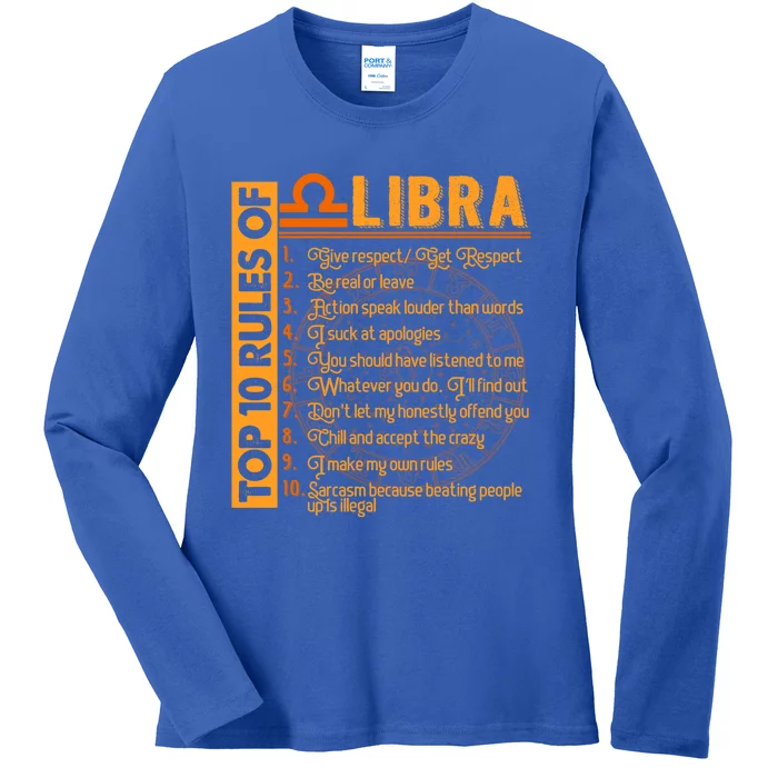 Top 10 Rules Libra Symbols Horoscope Zodiac Sign Astrologer Gift Ladies Long Sleeve Shirt