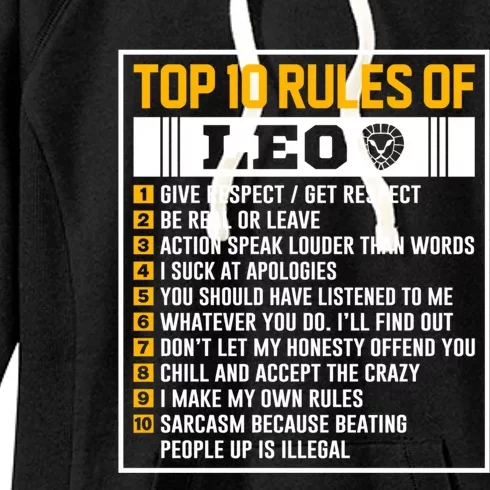 Top 10 Rules Of Leo Birthday Horoscope Great Gift Women's Fleece Hoodie