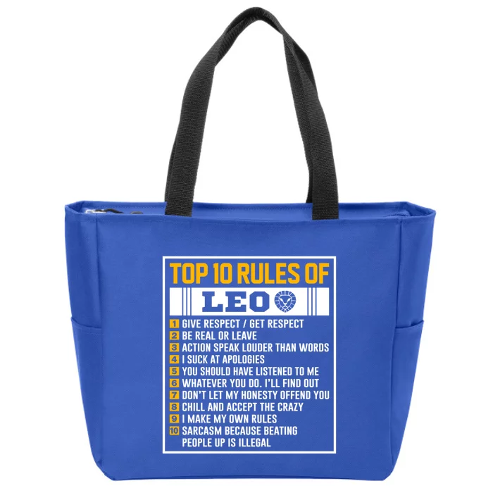 Top 10 Rules Of Leo Birthday Horoscope Great Gift Zip Tote Bag