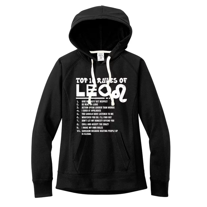 Top 10 Rules Of Leo Zodiac Birthday Funny Gift Women's Fleece Hoodie