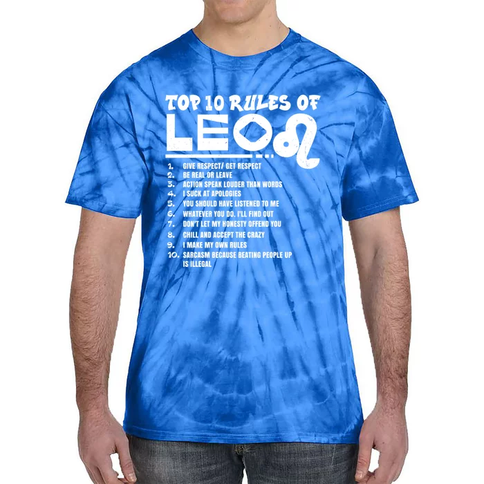 Top 10 Rules Of Leo Zodiac Birthday Funny Gift Tie-Dye T-Shirt