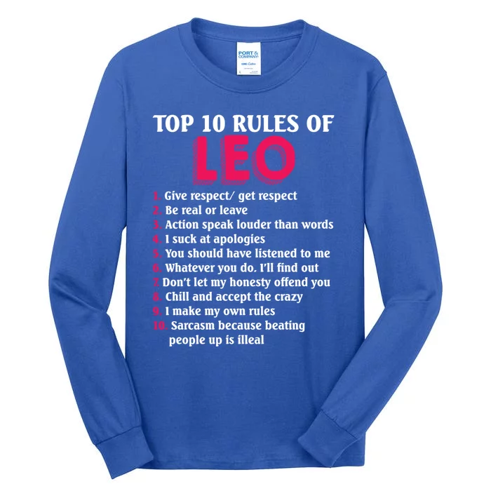 Top 10 Rules Of Leo Zodiac Sign Gift Tall Long Sleeve T-Shirt