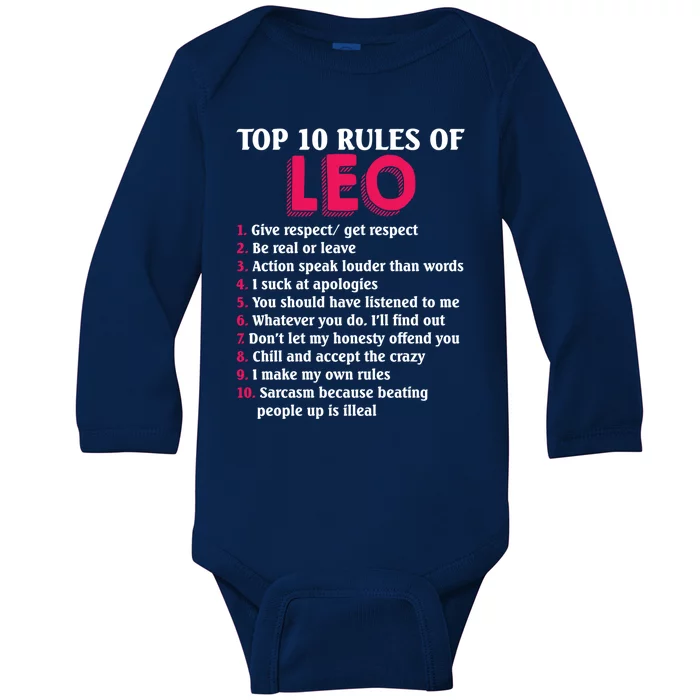 Top 10 Rules Of Leo Zodiac Sign Gift Baby Long Sleeve Bodysuit