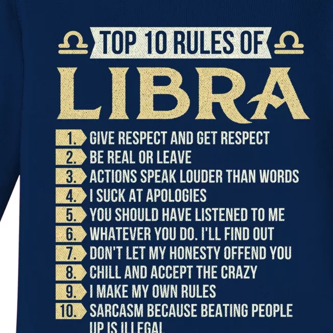 Top 10 Rules Of Libra Astrology Horoscope Zodiac Sign Gift Baby Long Sleeve Bodysuit