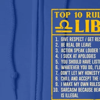 Top 10 Rules Libra Horoscope Birthday Gift Full Zip Hoodie