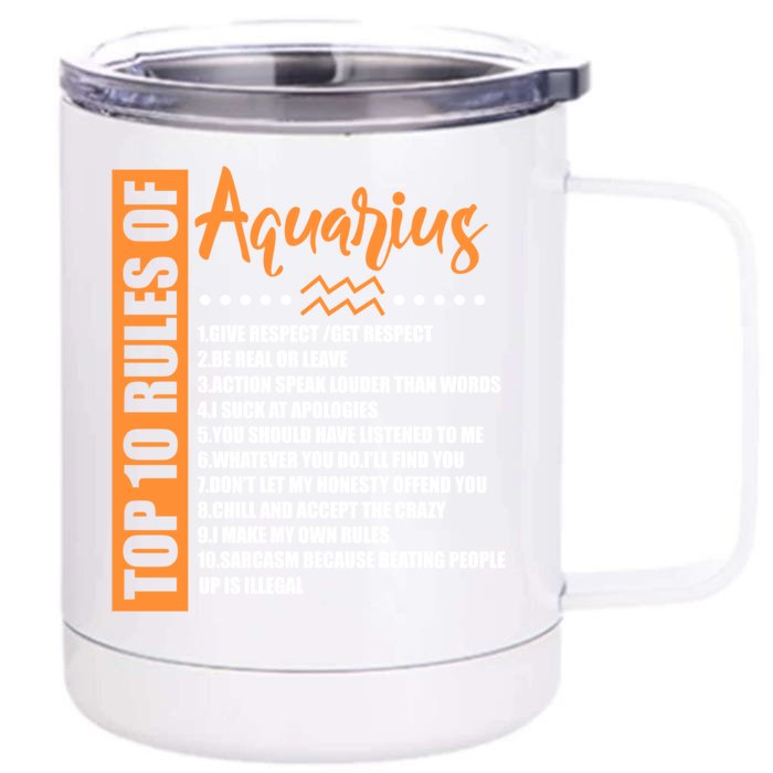 Top 10 Rules Aquarius Horoscope Astrology Birthday Cute Gift Front & Back 12oz Stainless Steel Tumbler Cup