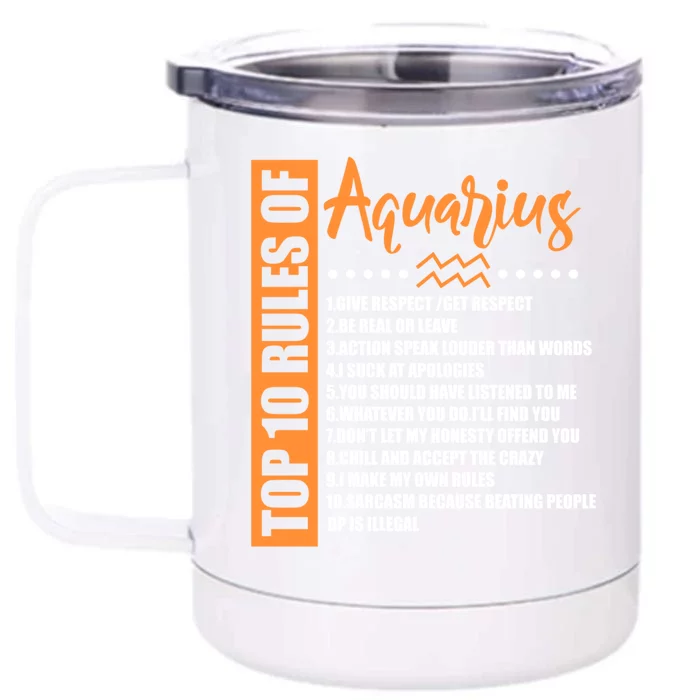 Top 10 Rules Aquarius Horoscope Astrology Birthday Cute Gift Front & Back 12oz Stainless Steel Tumbler Cup