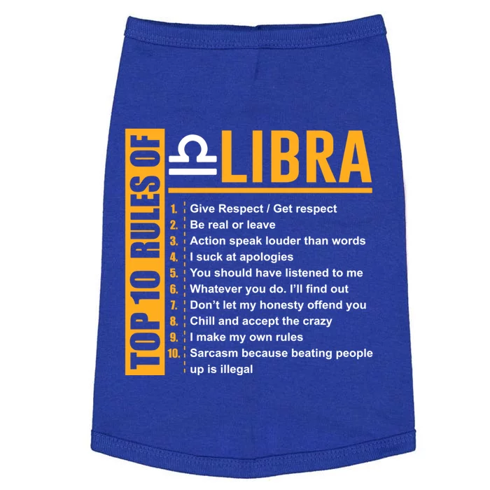 Top 10 Rules Of Libra Birthday Funny Gift Great Gift Meaningful Gift Doggie Tank