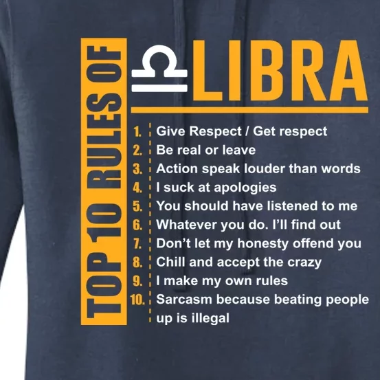 Top 10 Rules Of Libra Birthday Funny Gift Great Gift Meaningful Gift Women's Pullover Hoodie