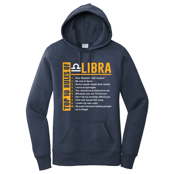 Top 10 Rules Of Libra Birthday Funny Gift Great Gift Meaningful Gift Women's Pullover Hoodie