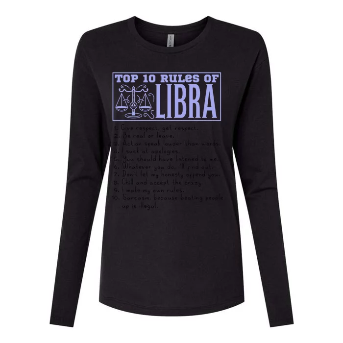 Top 10 Rules Libra Horoscope Birthday Great Gift Womens Cotton Relaxed Long Sleeve T-Shirt