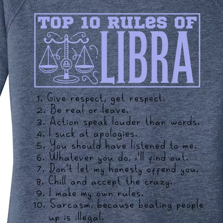 Top 10 Rules Libra Horoscope Birthday Great Gift Women's Perfect Tri Tunic Long Sleeve Shirt