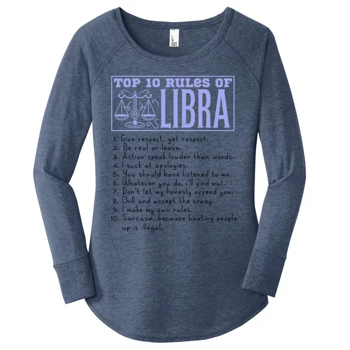 Top 10 Rules Libra Horoscope Birthday Great Gift Women's Perfect Tri Tunic Long Sleeve Shirt