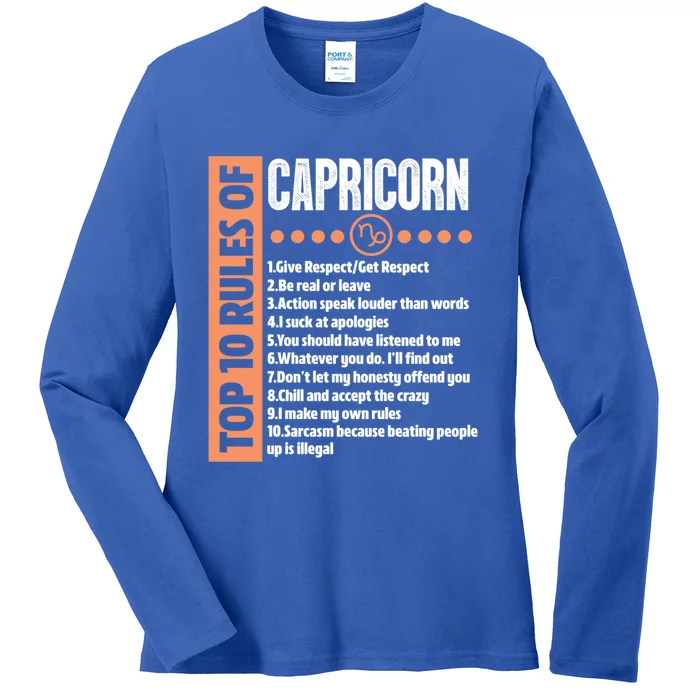 Top 10 Rules Capricorn Horoscope Astrology Funny Birthday Gift Ladies Long Sleeve Shirt