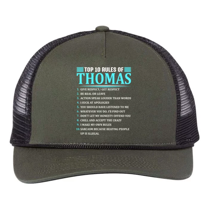 Top 10 Rules Of Thomas Thomas Last Name Gift Retro Rope Trucker Hat Cap