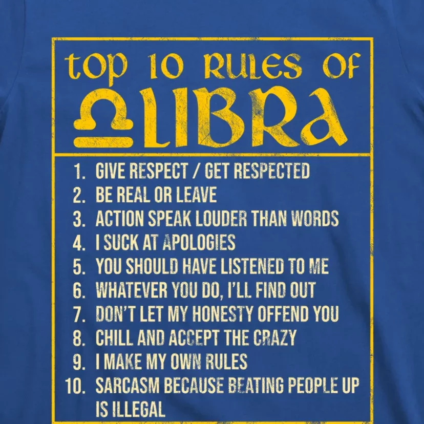 Top 10 Rules Libra Zodiac Sign September October Birthday Gift T-Shirt