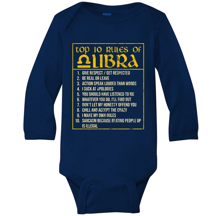 Top 10 Rules Libra Zodiac Sign September October Birthday Gift Baby Long Sleeve Bodysuit