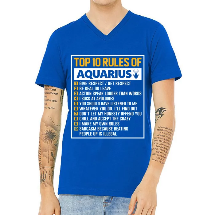 Top 10 Rules Of Aquarius Birthday Horoscope Gift V-Neck T-Shirt