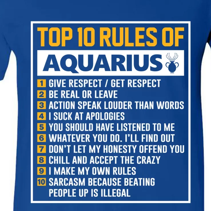 Top 10 Rules Of Aquarius Birthday Horoscope Gift V-Neck T-Shirt