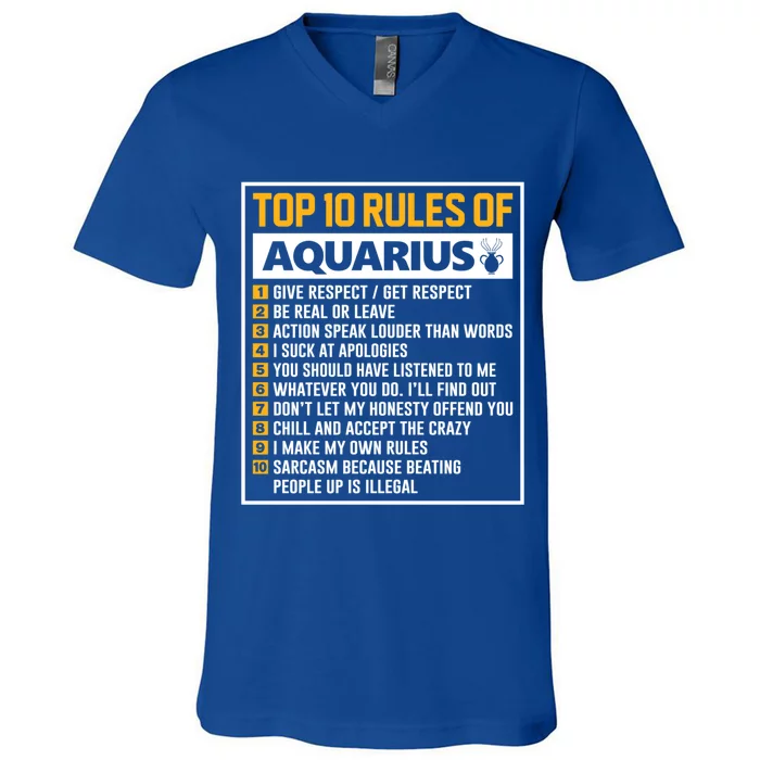 Top 10 Rules Of Aquarius Birthday Horoscope Gift V-Neck T-Shirt