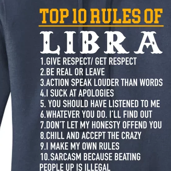 Top 10 Rules Of Libra September 23 October 22 Birthday Gift Women's Pullover Hoodie