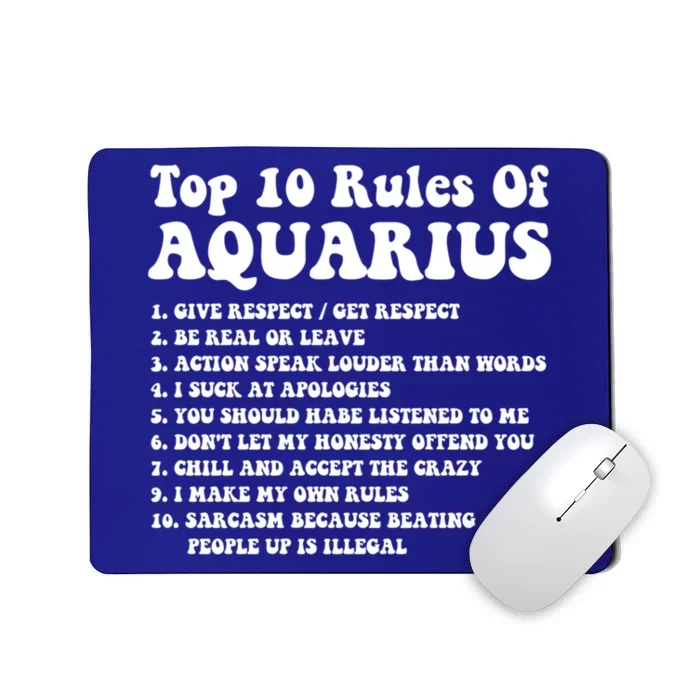 Top 10 Rules Of Aquarius Funny Aquarius Tee Horoscope Gift Mousepad