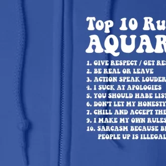 Top 10 Rules Of Aquarius Funny Aquarius Tee Horoscope Gift Full Zip Hoodie