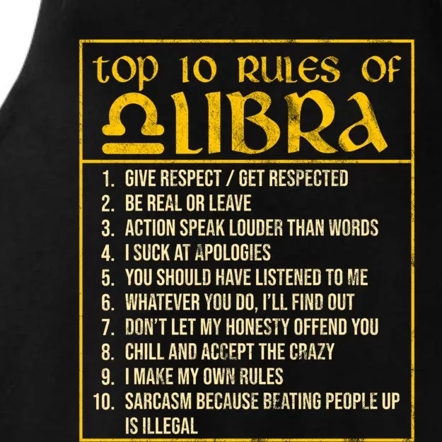 Top 10 Rules Libra Zodiac Sign September October Birthday Gift Ladies Tri-Blend Wicking Tank