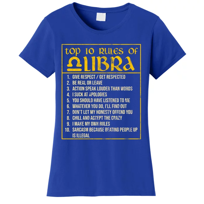 Top 10 Rules Libra Zodiac Sign September October Birthday Gift Women's T-Shirt