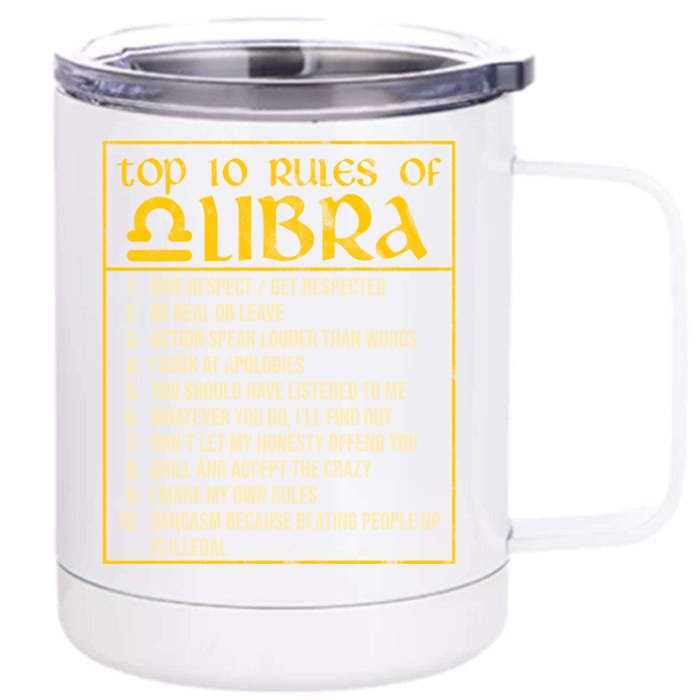 Top 10 Rules Libra Zodiac Sign September October Birthday Gift Front & Back 12oz Stainless Steel Tumbler Cup