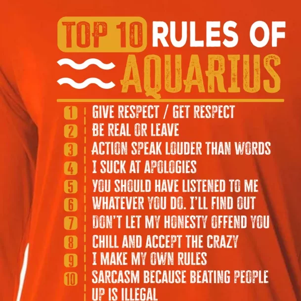 Top 10 Rules Of Aquarius Give Respect Get Respect Birthday Gift Cooling Performance Long Sleeve Crew