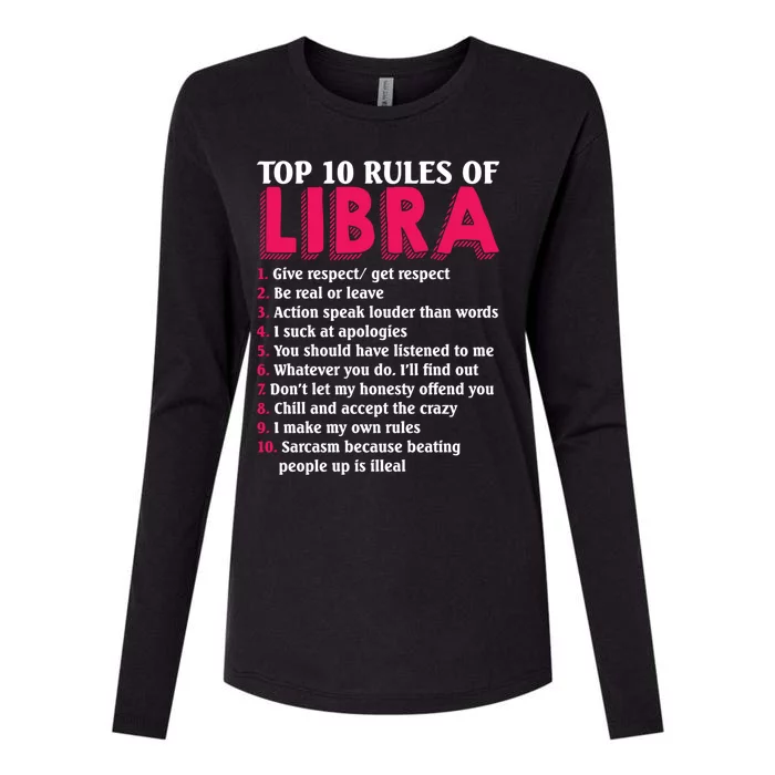 Top 10 Rules Of Libra Zodiac Sign Gift Womens Cotton Relaxed Long Sleeve T-Shirt