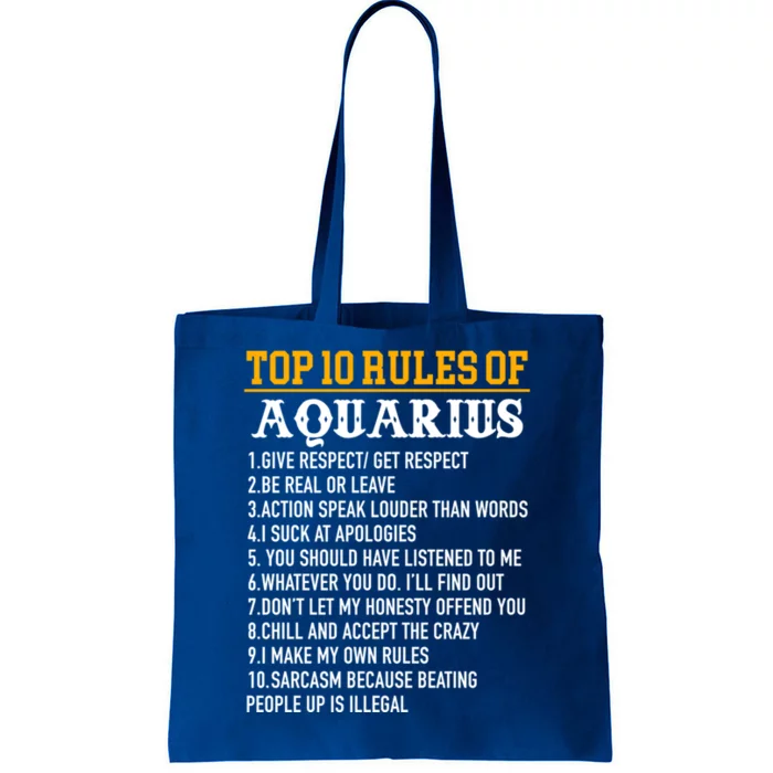 Top 10 Rules Of Aquarius January 20 February 18 Birthday Gift Tote Bag