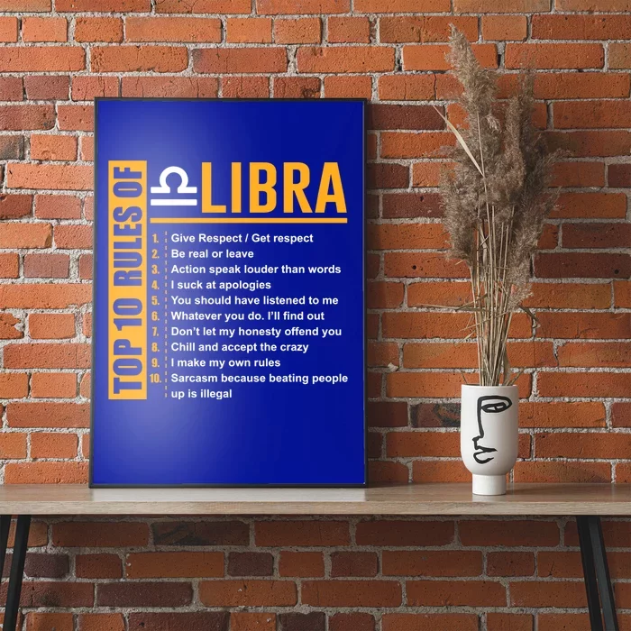 Top 10 Rules Of Libra Birthday Funny Gift Funny Gift Meaningful Gift Poster