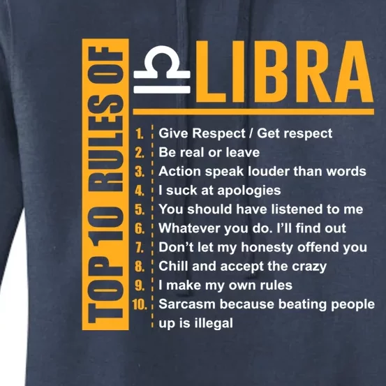 Top 10 Rules Of Libra Birthday Funny Gift Funny Gift Meaningful Gift Women's Pullover Hoodie