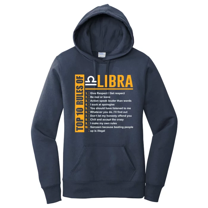 Top 10 Rules Of Libra Birthday Funny Gift Funny Gift Meaningful Gift Women's Pullover Hoodie