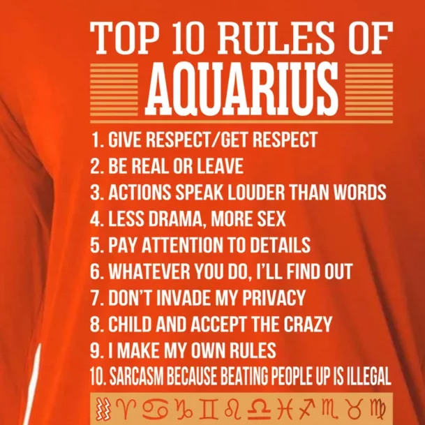 Top 10 Rules Of Aquarius Zodiac Give Respect Get Respect Gift Cooling Performance Long Sleeve Crew